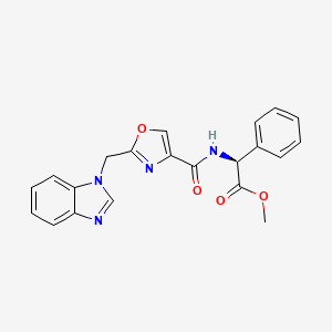 molecular formula C21H18N4O4 B4950262 methyl (2S)-({[2-(1H-benzimidazol-1-ylmethyl)-1,3-oxazol-4-yl]carbonyl}amino)(phenyl)acetate 