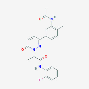 molecular formula C22H21FN4O3 B4950268 2-[3-[3-(acetylamino)-4-methylphenyl]-6-oxo-1(6H)-pyridazinyl]-N-(2-fluorophenyl)propanamide 