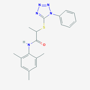 2-[(1-phenyl-1H-tetrazol-5-yl)sulfanyl]-N-(2,4,6-trimethylphenyl)propanamide