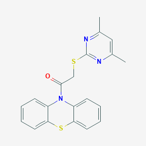 molecular formula C20H17N3OS2 B495030 10-([(4,6-Dimethylpyrimidin-2-yl)thio]acetyl)-10H-phenothiazine CAS No. 305848-02-6