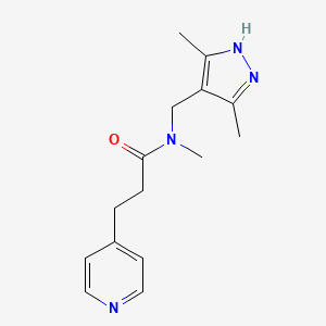 molecular formula C15H20N4O B4950327 N-[(3,5-dimethyl-1H-pyrazol-4-yl)methyl]-N-methyl-3-(4-pyridinyl)propanamide bis(trifluoroacetate) 