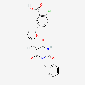 5-{5-[(1-benzyl-2,4,6-trioxotetrahydro-5(2H)-pyrimidinylidene)methyl]-2-furyl}-2-chlorobenzoic acid