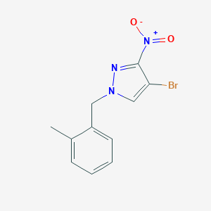 molecular formula C11H10BrN3O2 B495048 4-bromo-3-nitro-1-(2-methylbenzyl)-1H-pyrazole 