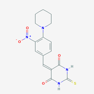 molecular formula C16H16N4O4S B4950546 5-[3-nitro-4-(1-piperidinyl)benzylidene]-2-thioxodihydro-4,6(1H,5H)-pyrimidinedione 