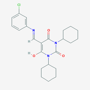 5-{[(3-chlorophenyl)amino]methylene}-1,3-dicyclohexyl-2,4,6(1H,3H,5H)-pyrimidinetrione