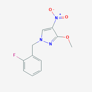 molecular formula C11H10FN3O3 B495060 1-(2-fluorobenzyl)-4-nitro-3-methoxy-1H-pyrazole 