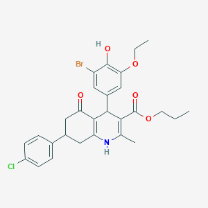 propyl 4-(3-bromo-5-ethoxy-4-hydroxyphenyl)-7-(4-chlorophenyl)-2-methyl-5-oxo-1,4,5,6,7,8-hexahydro-3-quinolinecarboxylate