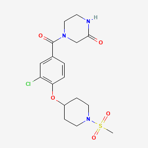 4-(3-chloro-4-{[1-(methylsulfonyl)-4-piperidinyl]oxy}benzoyl)-2-piperazinone