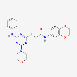 2-{[4-anilino-6-(4-morpholinyl)-1,3,5-triazin-2-yl]thio}-N-(2,3-dihydro-1,4-benzodioxin-6-yl)acetamide