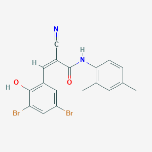 (Z)-2-cyano-3-(3,5-dibromo-2-hydroxyphenyl)-N-(2,4-dimethylphenyl)prop-2-enamide