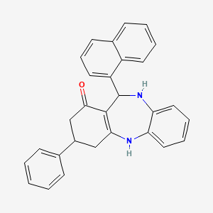 molecular formula C29H24N2O B4950700 11-(1-naphthyl)-3-phenyl-2,3,4,5,10,11-hexahydro-1H-dibenzo[b,e][1,4]diazepin-1-one 