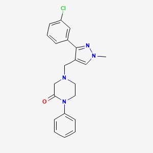 molecular formula C21H21ClN4O B4950712 4-{[3-(3-chlorophenyl)-1-methyl-1H-pyrazol-4-yl]methyl}-1-phenyl-2-piperazinone 