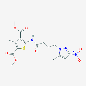 molecular formula C17H20N4O7S B4950725 dimethyl 3-methyl-5-{[4-(5-methyl-3-nitro-1H-pyrazol-1-yl)butanoyl]amino}-2,4-thiophenedicarboxylate 