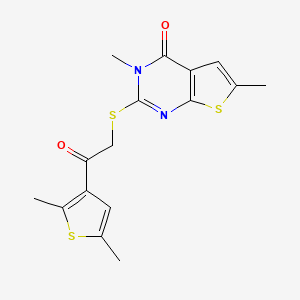 molecular formula C16H16N2O2S3 B4950834 2-{[2-(2,5-dimethyl-3-thienyl)-2-oxoethyl]thio}-3,6-dimethylthieno[2,3-d]pyrimidin-4(3H)-one 