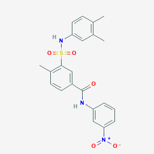 molecular formula C22H21N3O5S B4950846 3-{[(3,4-dimethylphenyl)amino]sulfonyl}-4-methyl-N-(3-nitrophenyl)benzamide 