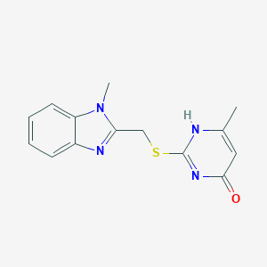 molecular formula C14H14N4OS B495086 6-methyl-2-[(1-methylbenzimidazol-2-yl)methylsulfanyl]-1H-pyrimidin-4-one 