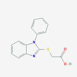 molecular formula C15H12N2O2S B495094 (1-Phenyl-1H-benzoimidazol-2-ylsulfanyl)-acetic acid CAS No. 93866-15-0