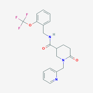 molecular formula C20H20F3N3O3 B4950979 6-oxo-1-(2-pyridinylmethyl)-N-[2-(trifluoromethoxy)benzyl]-3-piperidinecarboxamide 