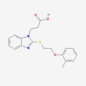 molecular formula C19H20N2O3S B495101 3-[2-(2-o-Tolyloxy-ethylsulfanyl)-benzoimidazol-1-yl]-propionic acid 