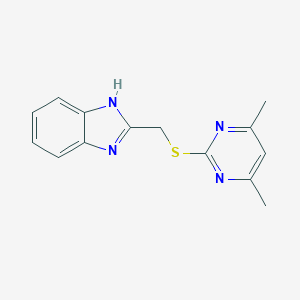 molecular formula C14H14N4S B495104 1H-benzimidazol-2-ylmethyl 4,6-dimethylpyrimidin-2-yl sulfide 
