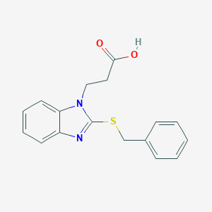 molecular formula C17H16N2O2S B495109 3-[2-(benzylsulfanyl)-1H-benzimidazol-1-yl]propanoic acid 