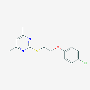 molecular formula C14H15ClN2OS B495112 2-{[2-(4-Chlorophenoxy)ethyl]sulfanyl}-4,6-dimethylpyrimidine 