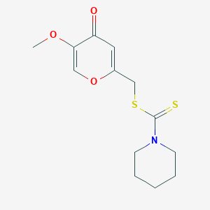 molecular formula C13H17NO3S2 B4951151 (5-methoxy-4-oxo-4H-pyran-2-yl)methyl 1-piperidinecarbodithioate 