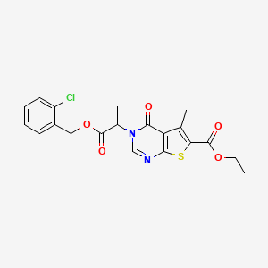 molecular formula C20H19ClN2O5S B4951216 ethyl 3-{2-[(2-chlorobenzyl)oxy]-1-methyl-2-oxoethyl}-5-methyl-4-oxo-3,4-dihydrothieno[2,3-d]pyrimidine-6-carboxylate 