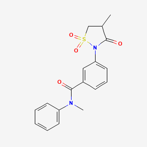 molecular formula C18H18N2O4S B4951274 N-methyl-3-(4-methyl-1,1-dioxido-3-oxo-2-isothiazolidinyl)-N-phenylbenzamide 