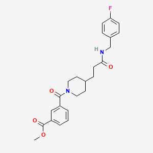 molecular formula C24H27FN2O4 B4951375 methyl 3-[(4-{3-[(4-fluorobenzyl)amino]-3-oxopropyl}-1-piperidinyl)carbonyl]benzoate 