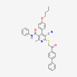 6-{[2-(4-biphenylyl)-2-oxoethyl]thio}-4-(4-butoxyphenyl)-5-cyano-2-methyl-N-phenylnicotinamide