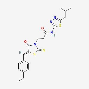 molecular formula C21H24N4O2S3 B4951529 3-[5-(4-ethylbenzylidene)-4-oxo-2-thioxo-1,3-thiazolidin-3-yl]-N-(5-isobutyl-1,3,4-thiadiazol-2-yl)propanamide 