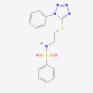 molecular formula C15H15N5O2S2 B495153 N-[2-(1-phenyltetrazol-5-yl)sulfanylethyl]benzenesulfonamide CAS No. 331710-39-5