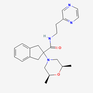 2-[(2R*,6S*)-2,6-dimethyl-4-morpholinyl]-N-[2-(2-pyrazinyl)ethyl]-2-indanecarboxamide