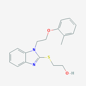molecular formula C18H20N2O2S B495159 2-({1-[2-(2-methylphenoxy)ethyl]-1H-benzimidazol-2-yl}thio)ethanol 