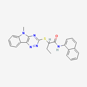 molecular formula C24H21N5OS B4951609 2-[(5-methyl-5H-[1,2,4]triazino[5,6-b]indol-3-yl)thio]-N-1-naphthylbutanamide 