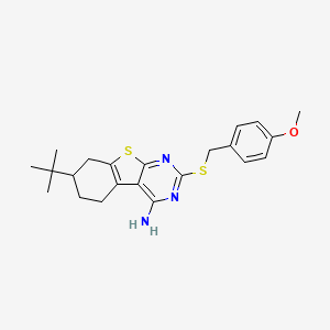 molecular formula C22H27N3OS2 B4951610 7-tert-butyl-2-[(4-methoxybenzyl)thio]-5,6,7,8-tetrahydro[1]benzothieno[2,3-d]pyrimidin-4-amine 