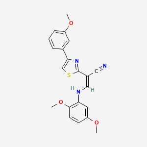 molecular formula C21H19N3O3S B4951625 3-[(2,5-dimethoxyphenyl)amino]-2-[4-(3-methoxyphenyl)-1,3-thiazol-2-yl]acrylonitrile 