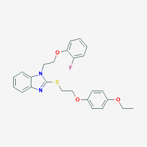 molecular formula C25H25FN2O3S B495170 2-{[2-(4-ethoxyphenoxy)ethyl]sulfanyl}-1-[2-(2-fluorophenoxy)ethyl]-1H-benzimidazole 