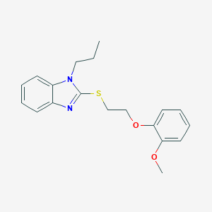 molecular formula C19H22N2O2S B495172 2-{[2-(2-methoxyphenoxy)ethyl]thio}-1-propyl-1H-benzimidazole 