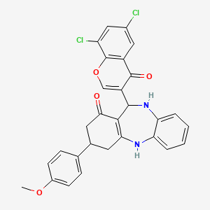 11-(6,8-dichloro-4-oxo-4H-chromen-3-yl)-3-(4-methoxyphenyl)-2,3,4,5,10,11-hexahydro-1H-dibenzo[b,e][1,4]diazepin-1-one