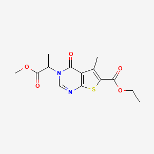 molecular formula C14H16N2O5S B4951739 ethyl 3-(2-methoxy-1-methyl-2-oxoethyl)-5-methyl-4-oxo-3,4-dihydrothieno[2,3-d]pyrimidine-6-carboxylate 