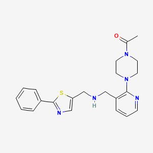 molecular formula C22H25N5OS B4951744 1-[2-(4-acetyl-1-piperazinyl)-3-pyridinyl]-N-[(2-phenyl-1,3-thiazol-5-yl)methyl]methanamine 