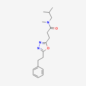 molecular formula C18H25N3O2 B4951823 N-isobutyl-N-methyl-3-[5-(2-phenylethyl)-1,3,4-oxadiazol-2-yl]propanamide 