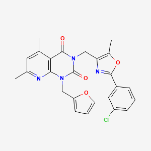 3-{[2-(3-CHLOROPHENYL)-5-METHYL-1,3-OXAZOL-4-YL]METHYL}-1-[(FURAN-2-YL)METHYL]-5,7-DIMETHYL-1H,2H,3H,4H-PYRIDO[2,3-D]PYRIMIDINE-2,4-DIONE