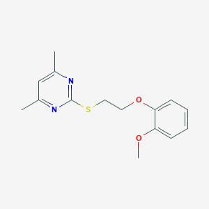molecular formula C15H18N2O2S B495183 2-{[2-(2-Methoxyphenoxy)ethyl]sulfanyl}-4,6-dimethylpyrimidine 