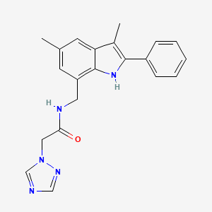 N-[(3,5-dimethyl-2-phenyl-1H-indol-7-yl)methyl]-2-(1,2,4-triazol-1-yl)acetamide