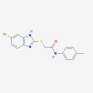 molecular formula C16H14BrN3OS B495190 2-[(6-bromo-1H-benzimidazol-2-yl)sulfanyl]-N-(4-methylphenyl)acetamide 