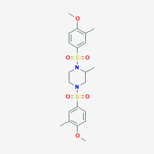 molecular formula C21H28N2O6S2 B495198 1,4-Bis[(4-methoxy-3-methylphenyl)sulfonyl]-2-methylpiperazine CAS No. 400064-70-2