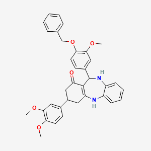 molecular formula C35H34N2O5 B4952011 11-[4-(benzyloxy)-3-methoxyphenyl]-3-(3,4-dimethoxyphenyl)-2,3,4,5,10,11-hexahydro-1H-dibenzo[b,e][1,4]diazepin-1-one 